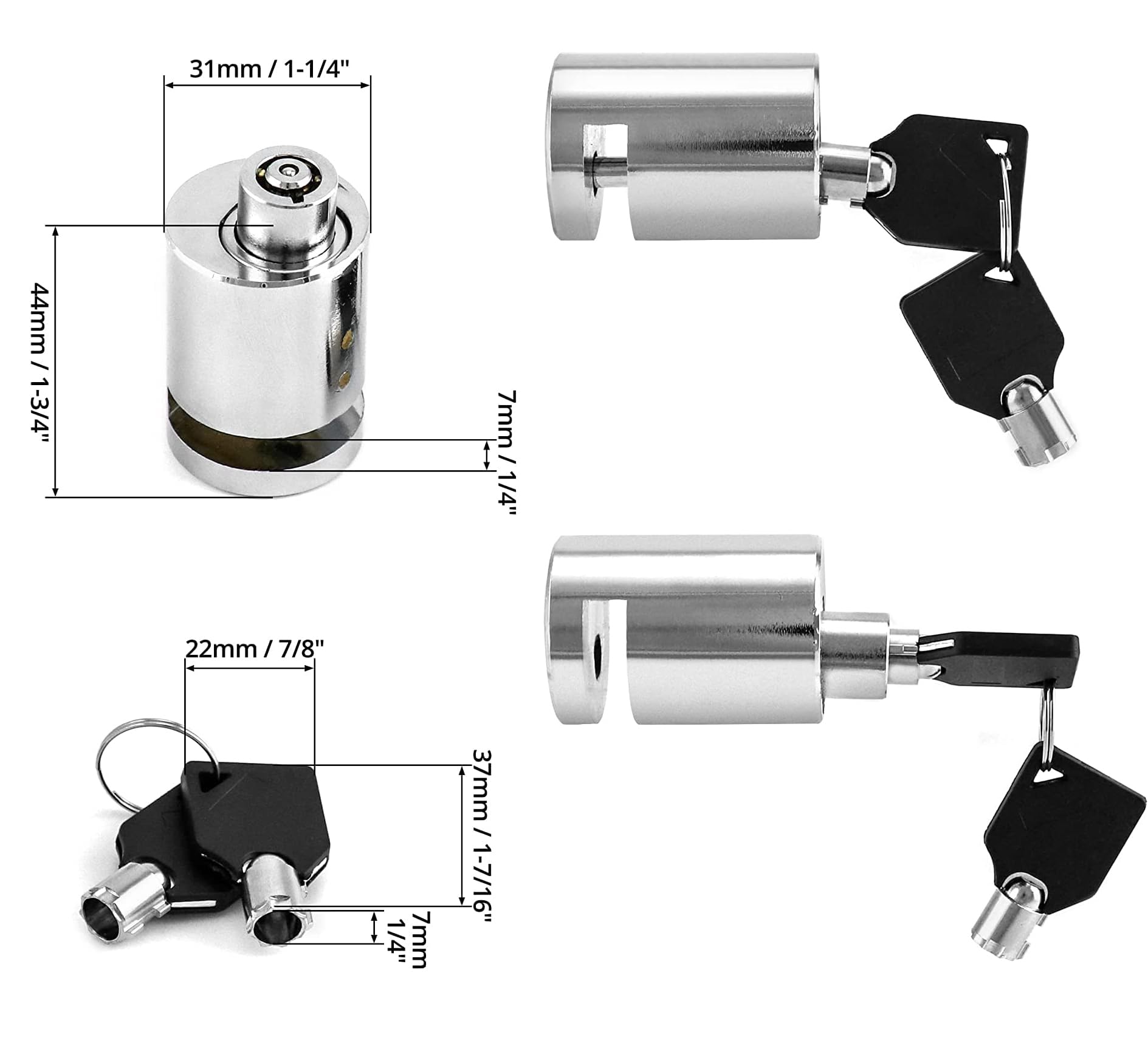 AUTO PEARL Heavy Duty Stainless Steel Chrome Security Anti-Theft